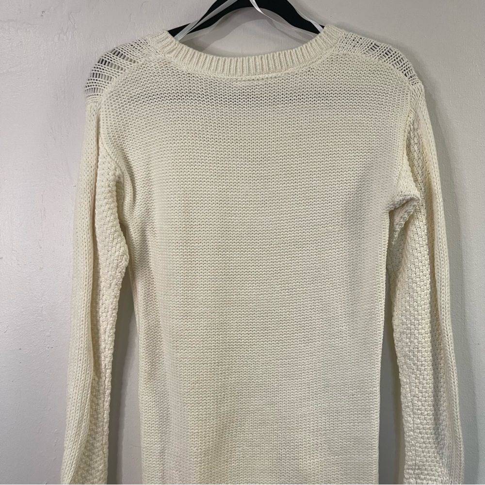 Roxy White Cable Knit Chunky Sweater Long Sleeve Sweater - Picture 6 of 7